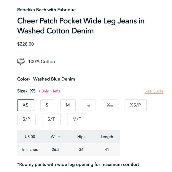 Fabrique x Rebekka Bach Cheer Patch Pocket Wide Leg Jeans 00 NWT - Picture 7 of 7